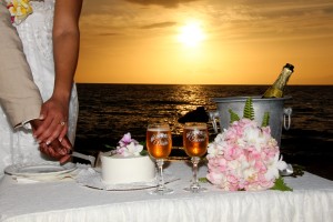 Cake & Wedding Toast Setup on the beach.
